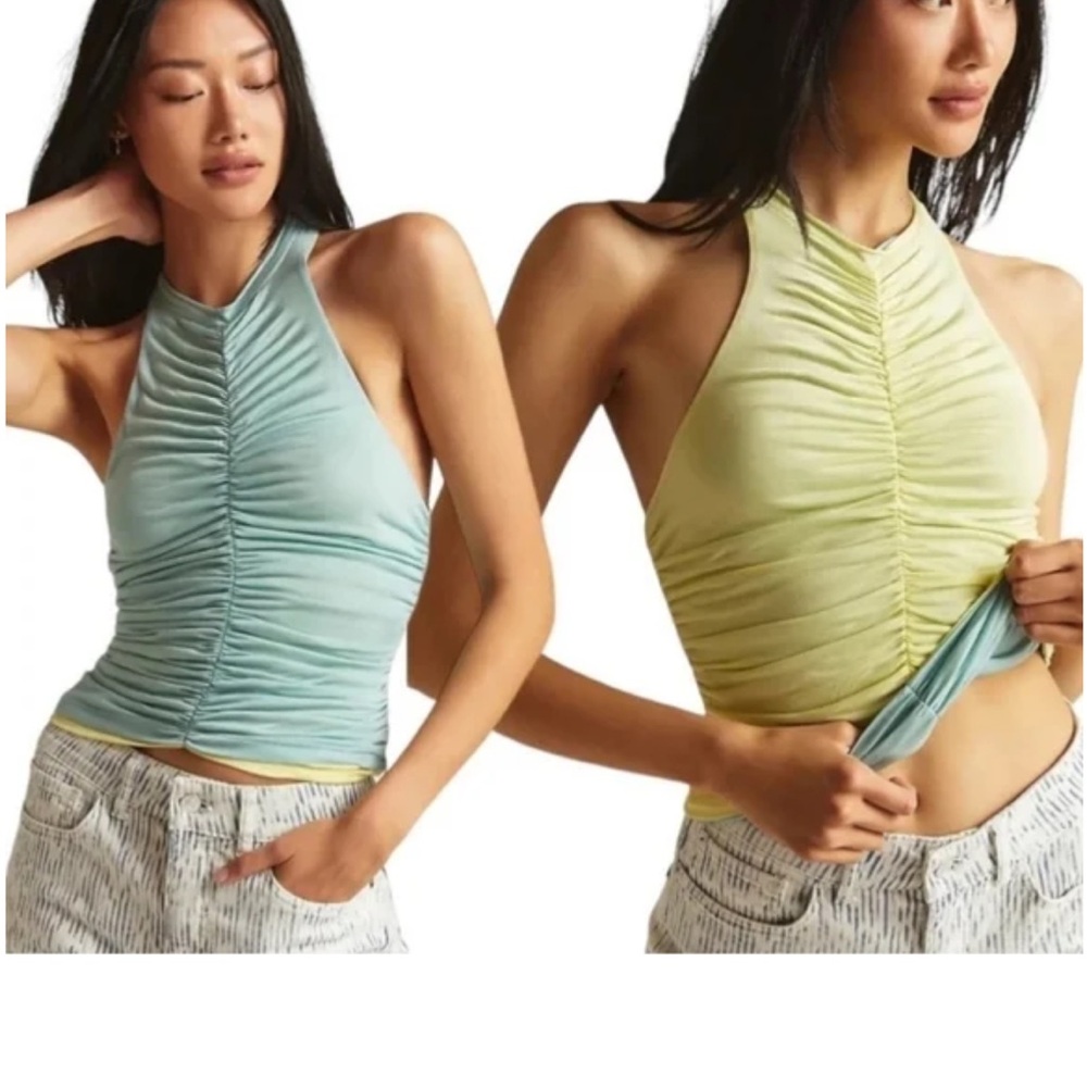 NWT NEW Anthropologie Reversible Pilcro Ruched Tank Top - Org. $68 - Size L